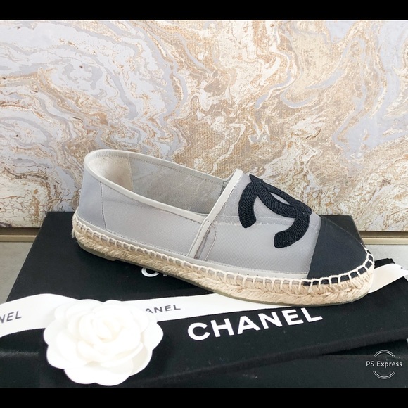 chanel mesh grosgrain espadrilles